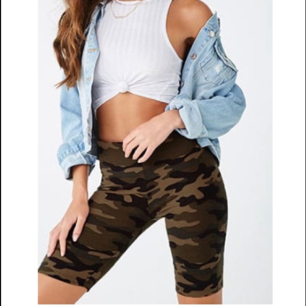 NWOT Camo Biker Shorts